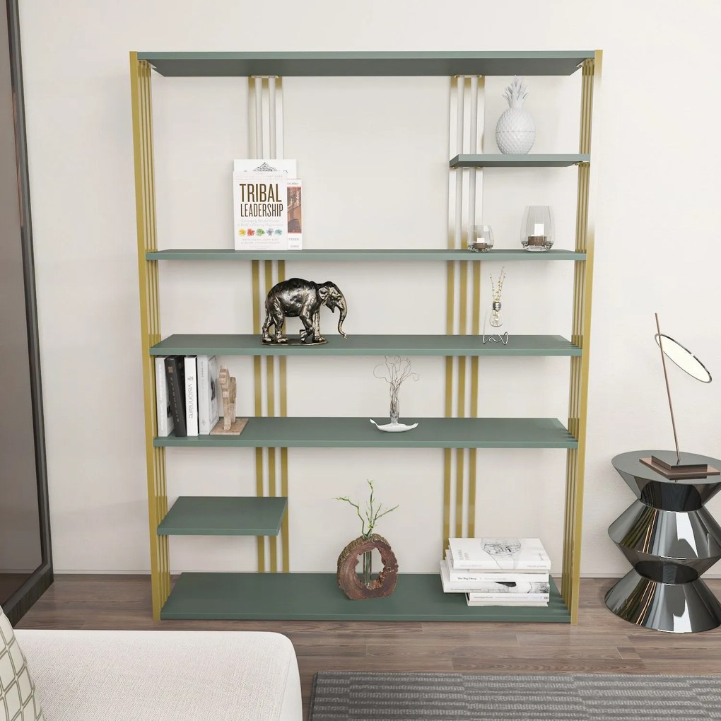Estante Jenny – Verde/Dourado – 120x160x29,6 cm