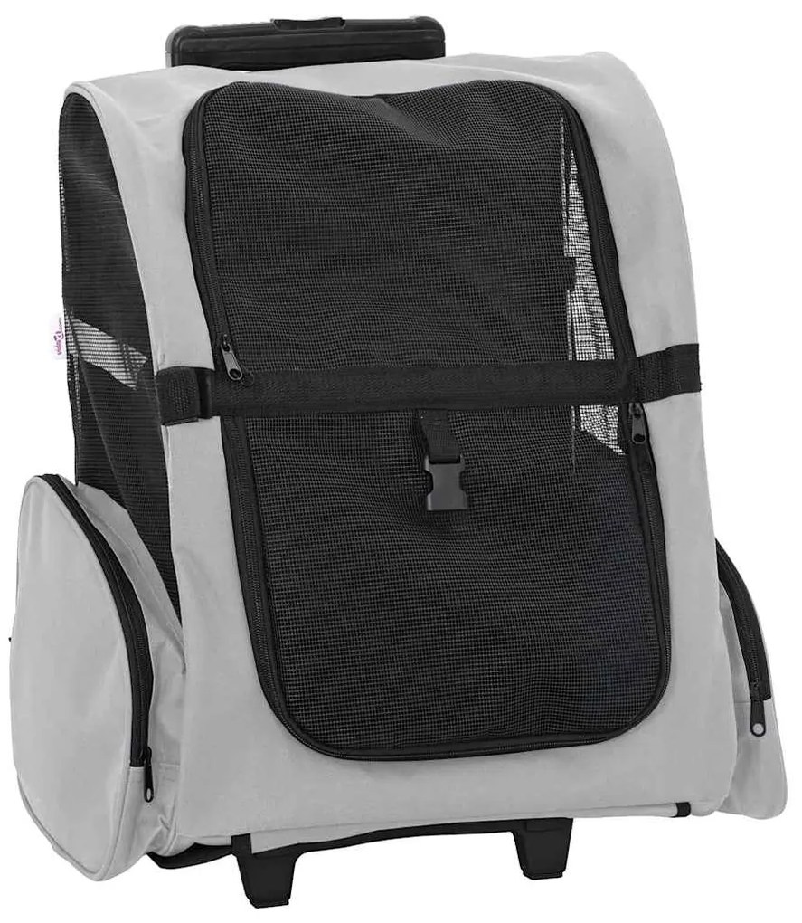 vidaXL Carrinho para animais de estimação 3 em 1 Design Cinza 48x32x57 cm Tecido Oxford