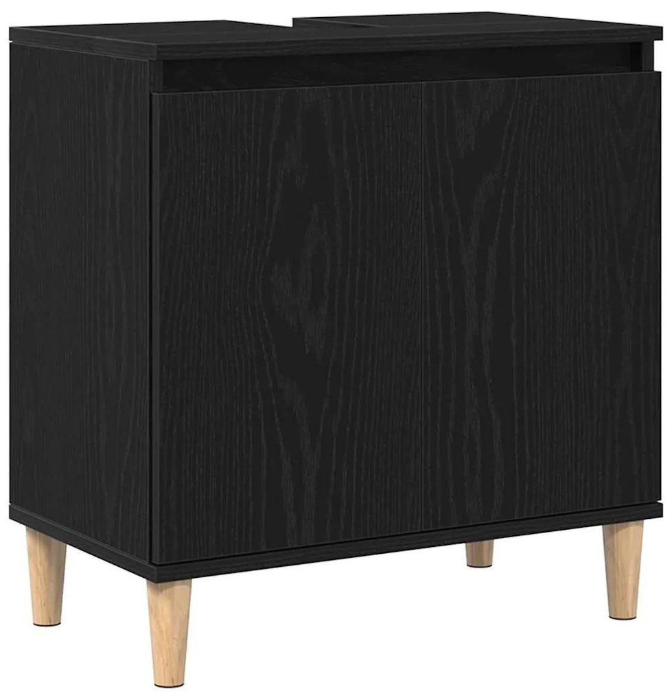 Gabinete de Pia vidaXL Preto Carvalho 58x33x60 cm Madeira Engenharia