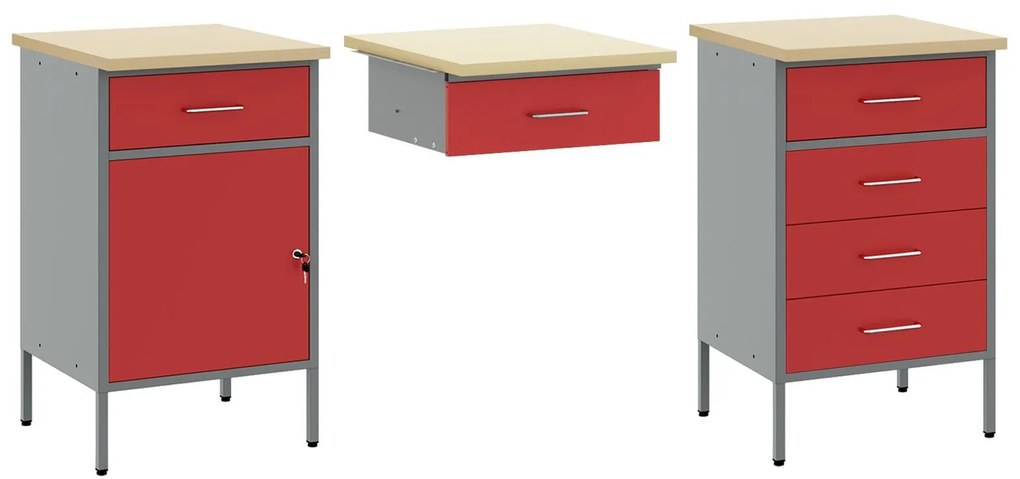 Conjunto de Gabinete de Trabalho e Painel de Ferramentas em 8 Peças Vi