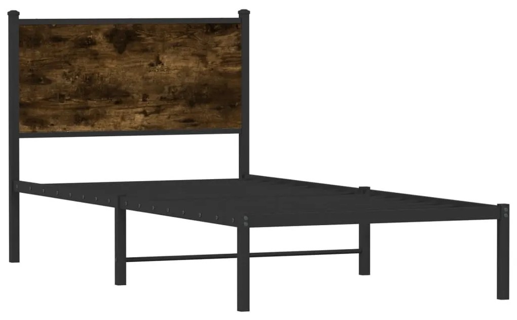 Estrutura de cama sem colchão 90x190 cm metal carvalho fumado