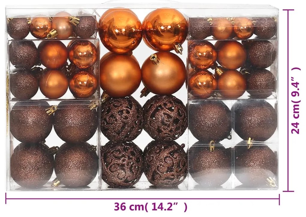 Enfeites de Natal 100 pcs 3 / 4 / 6 cm castanho