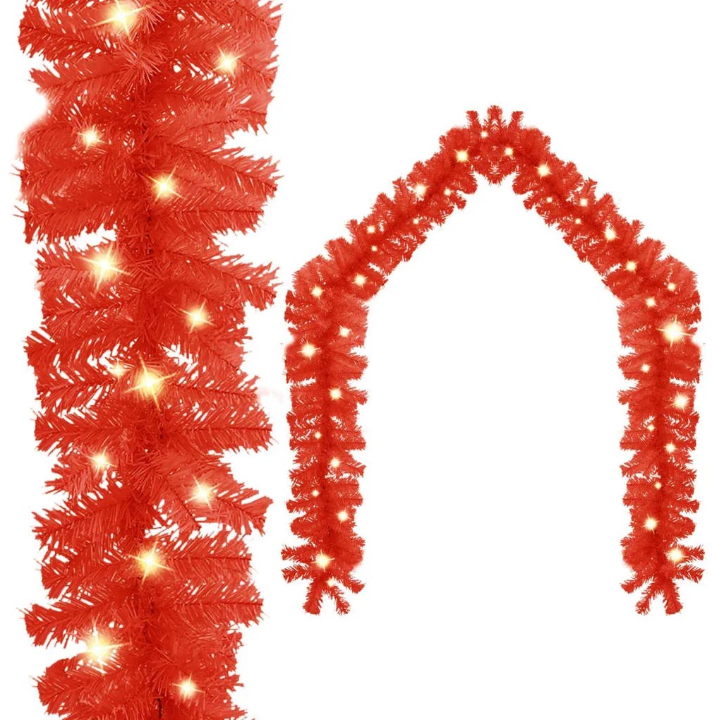 Grinalda de Natal com luzes LED 10 m vermelho