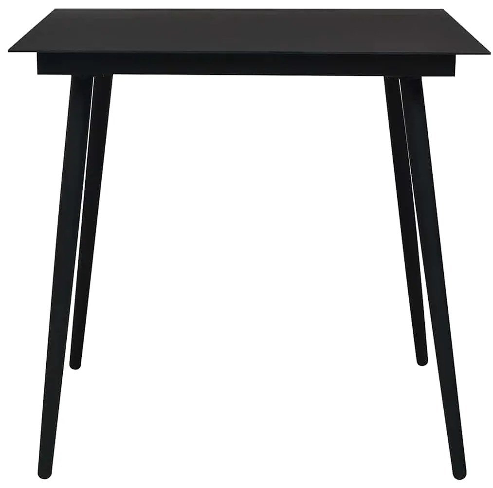 5 pcs conjunto de jantar para jardim vime de PVC preto