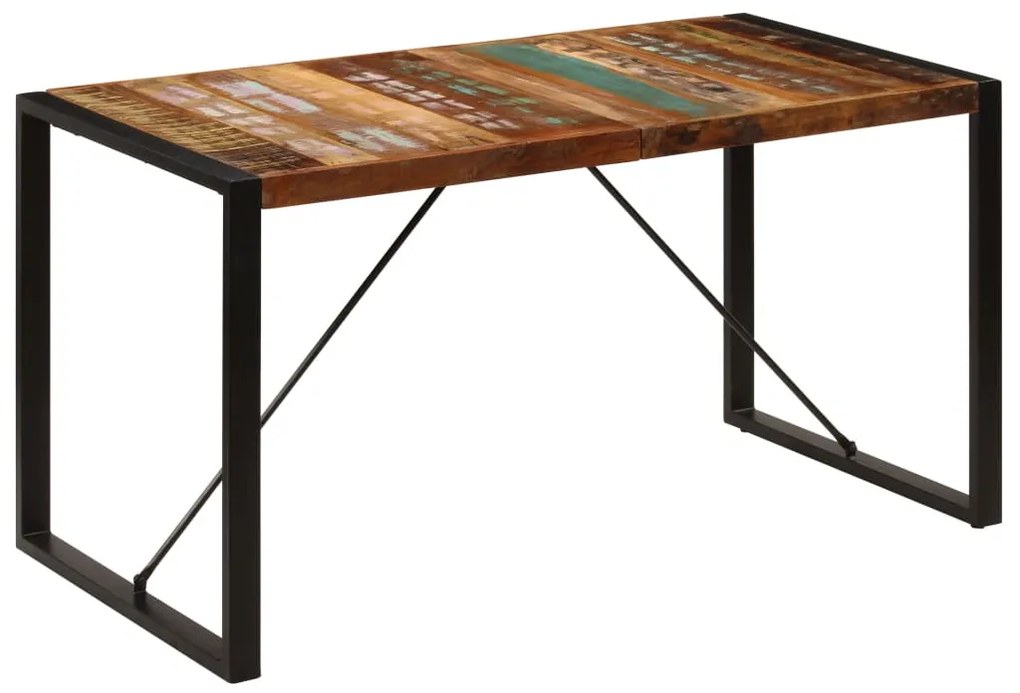 Mesa de jantar 140x70x75 cm madeira recuperada maciça