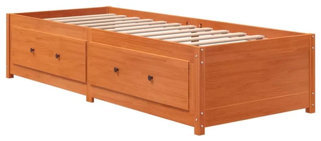 Sofá-cama 80x200 cm madeira de pinho maciça castanho cera