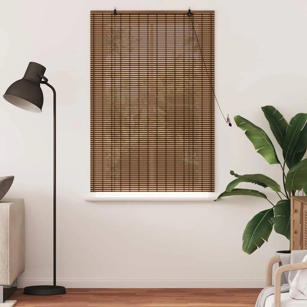Persiana de Janela com cortinas Manual Castanho 110 x 160 cm Bambu