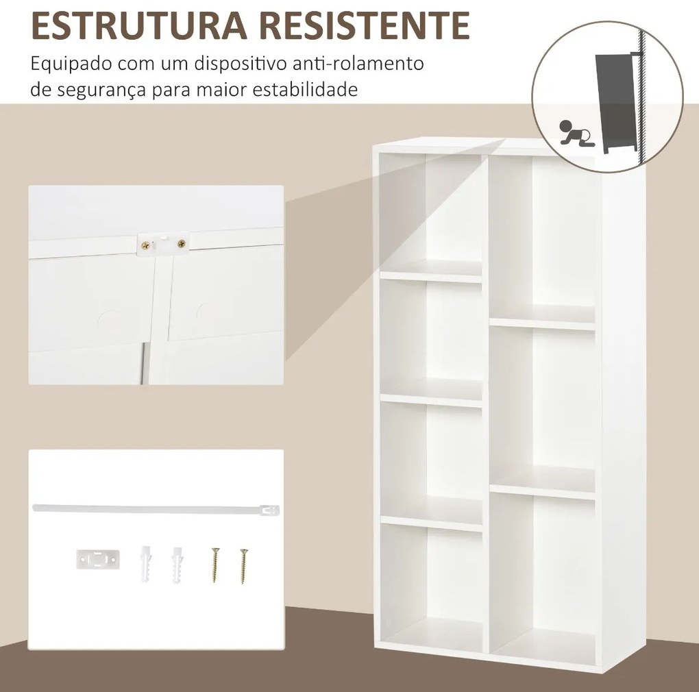 Estante Tak - Cor Branco - Com 7 Compartimentos Abertos - 50cm x 24cm