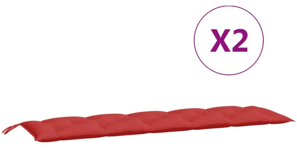 Almofadões banco jardim 2 pcs 180x50x7cm tecido oxford vermelho
