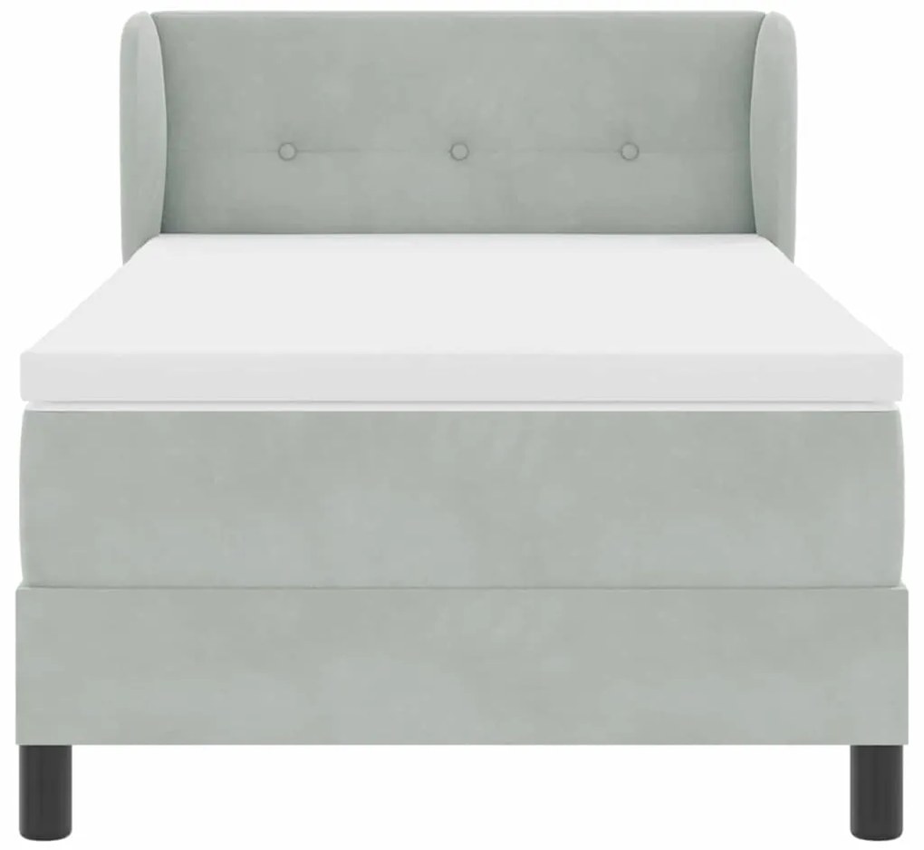 Cama Box com Colchão vidaXL Cinza Claro 90x190 cm em Veludo
