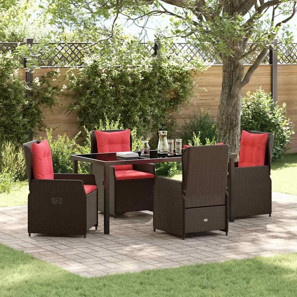 vidaXL Conjunto de Jantar de Jardim 5 Peças em Rattan Poly Marrom