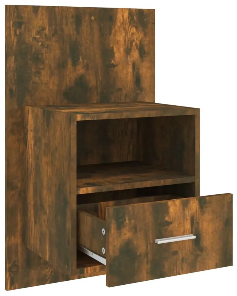 Mesa de cabeceira de montagem na parede cor carvalho fumado