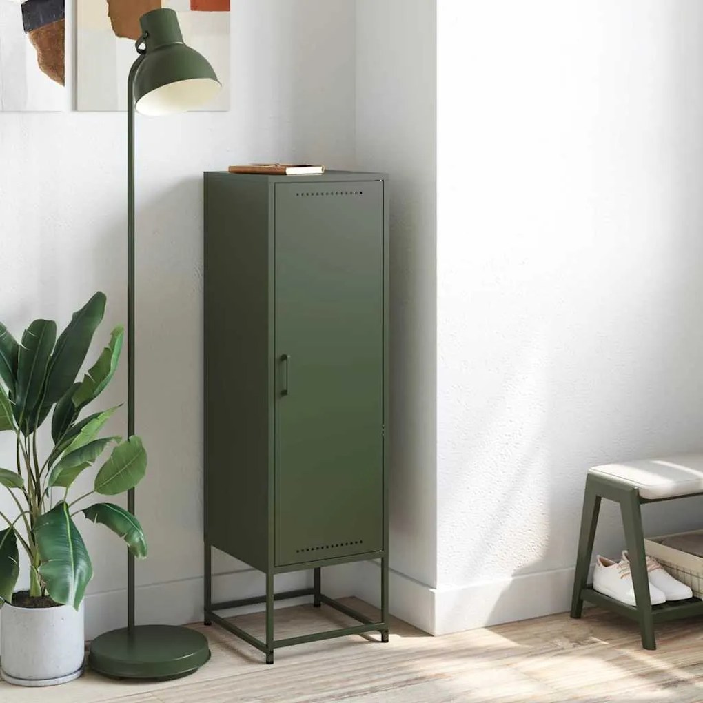 Aparador alto 36x39x123 cm aço verde azeitona