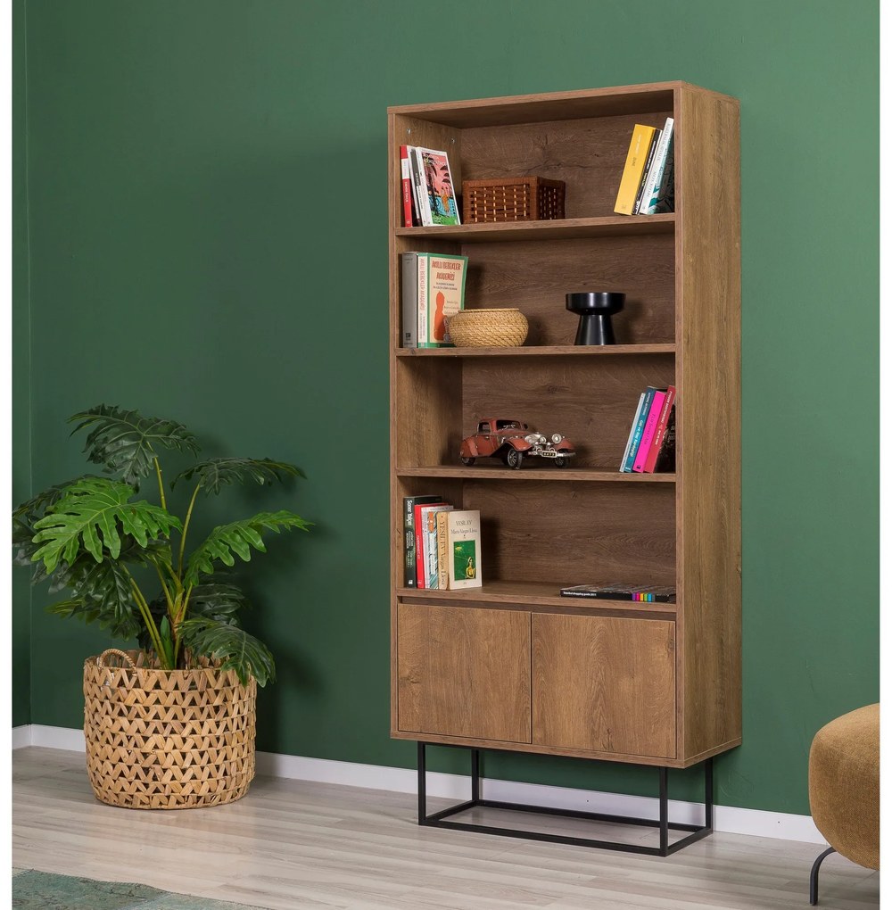 Conjunto de Mobiliário de Sala Laxus – Noz/Preto – 90x39x40 cm