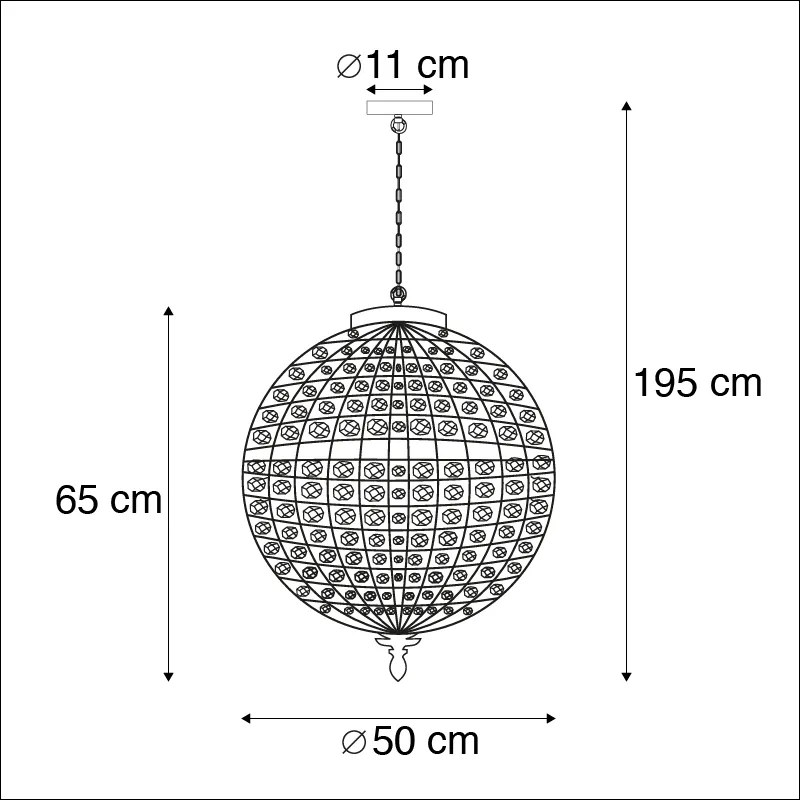 Candeeiro de suspensão Art Déco cristal 50cm dourado - Kasbah Art Deco,Clássico / Antigo