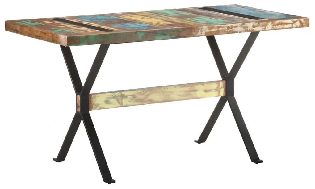 Mesa de jantar 140x70x76 cm madeira recuperada maciça