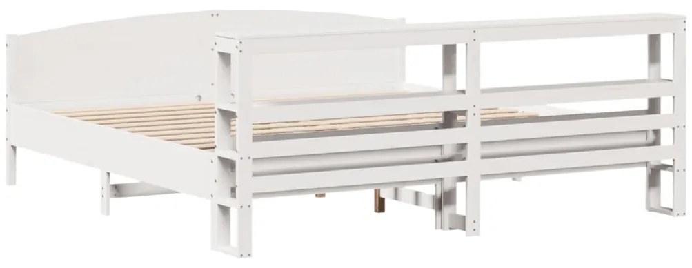 Cama sem colchão 200x200 cm madeira de pinho maciça branco