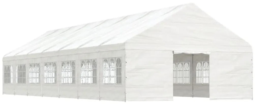Gazebo com telhado 15,61x5,88x3,75 m polietileno branco