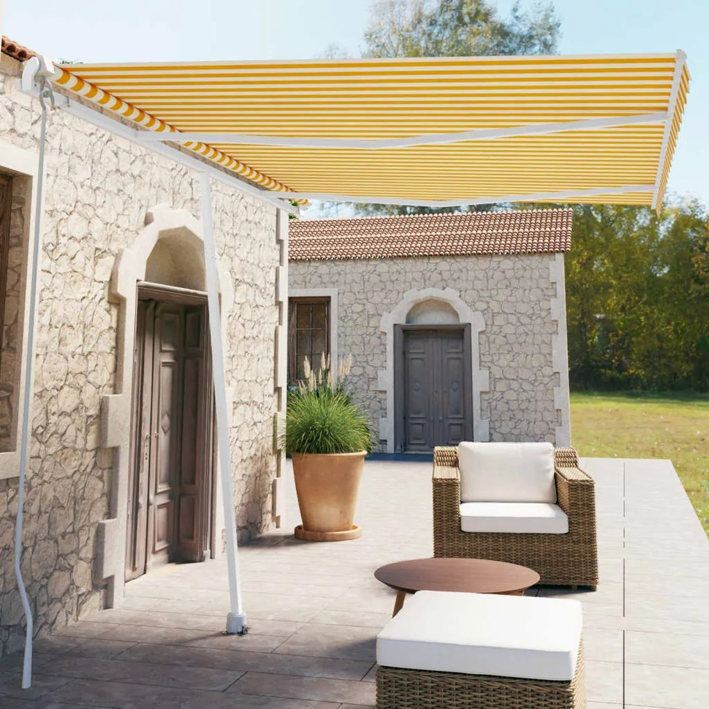 Toldo retrátil manual independente 350x250 cm amarelo e branco