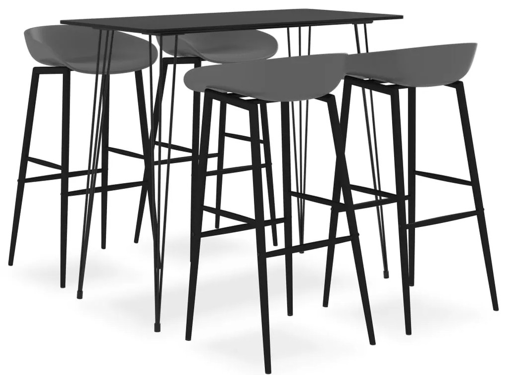 vidaXL 5 pcs conjunto de bar preto e cinzento