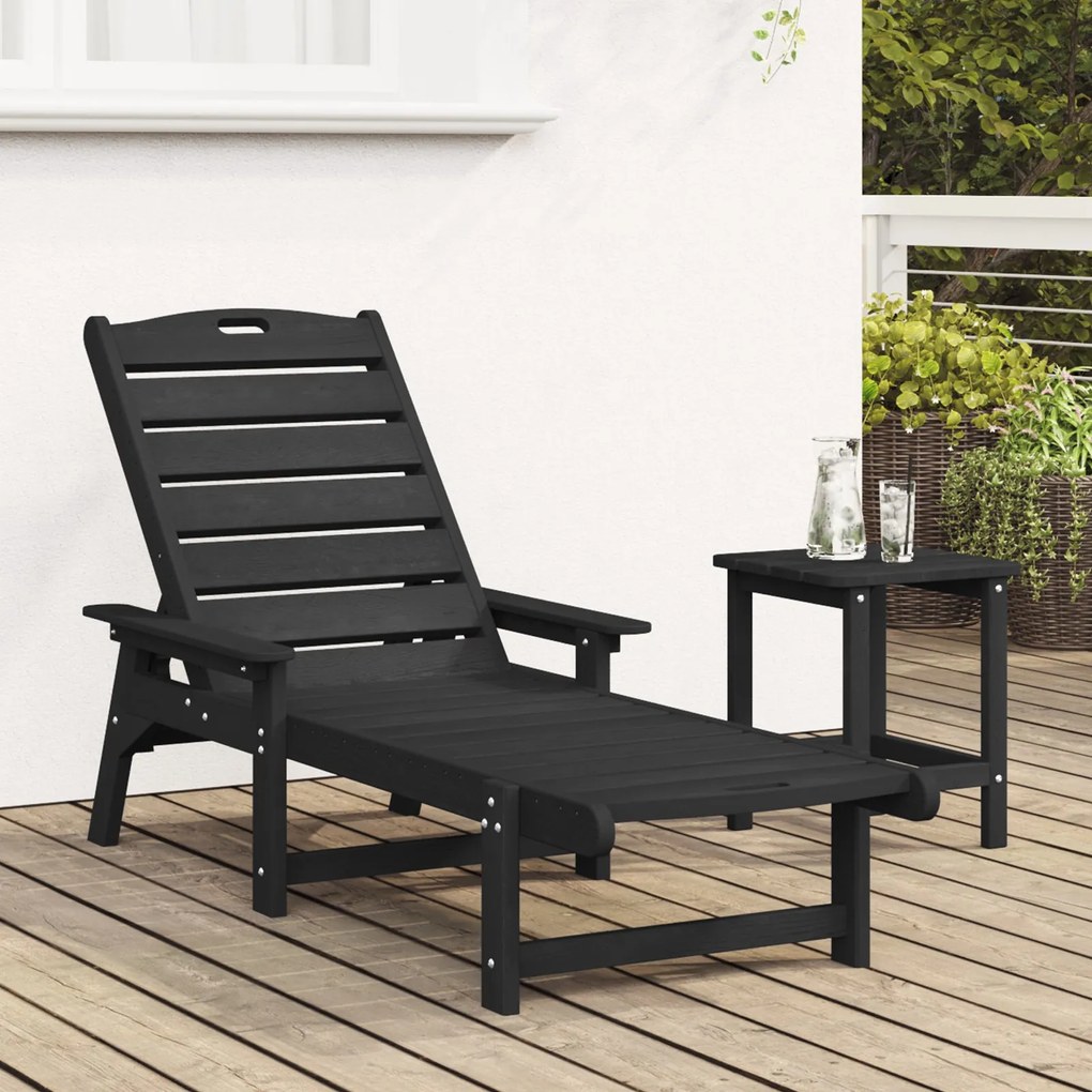 Cadeira de Sol Preta 53x162x98.5 cm HDPE