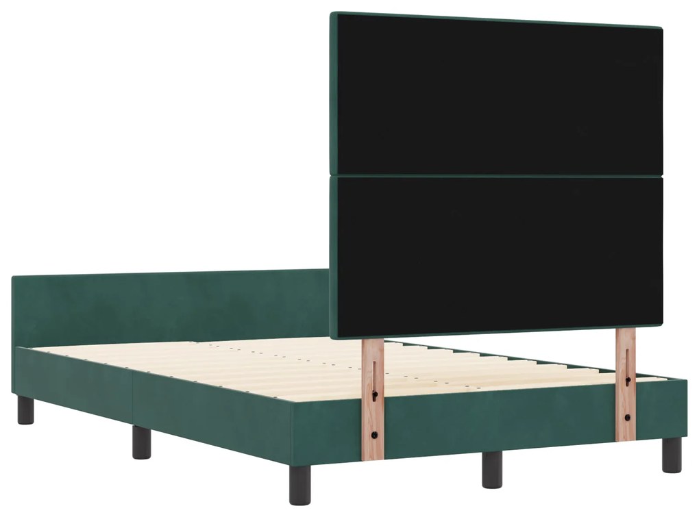 Cama vidaXL em Verde Escuro, 120x190 cm, Feita de Veludo