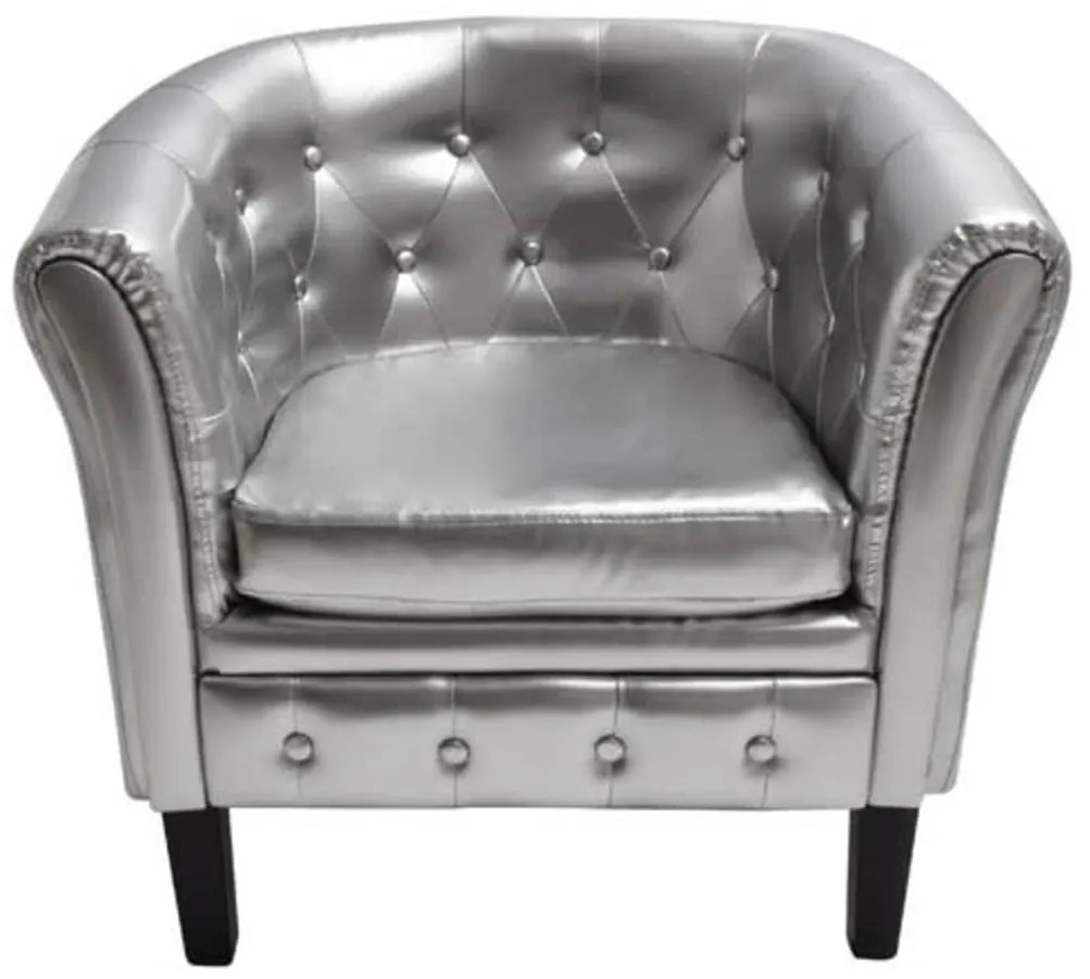 60708 vidaXL Poltrona couro artificial prateado