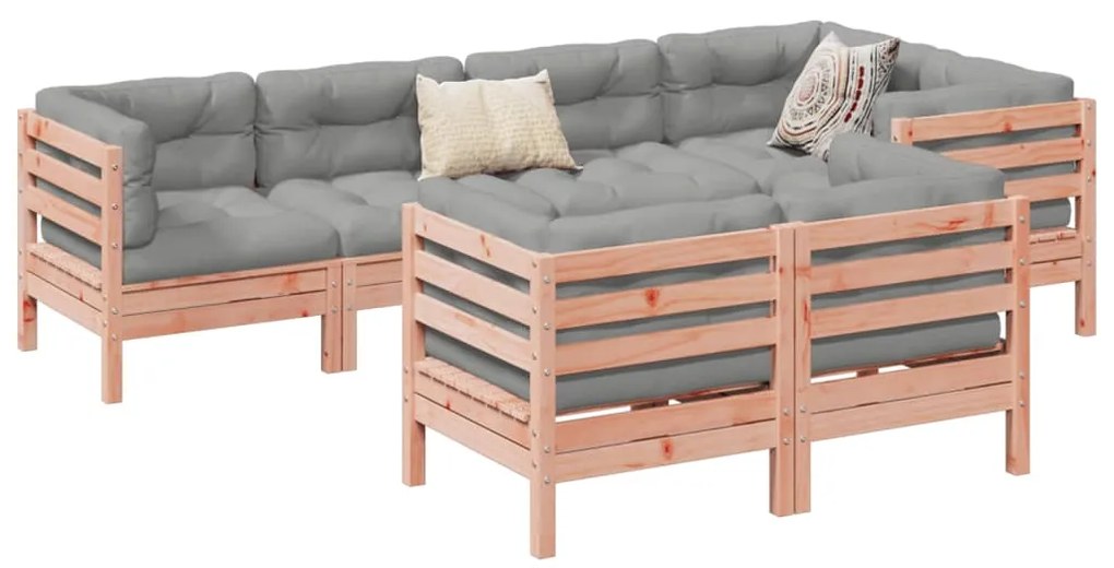 vidaXL 7 pcs conj. sofás jardim c/ almofadões madeira abeto-de-douglas