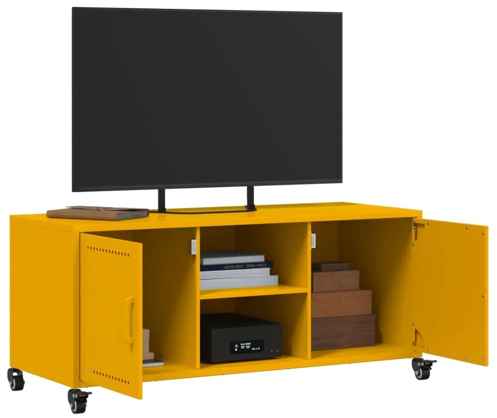 Móvel de TV 100,5x39x43,5 cm aço amarelo mostarda