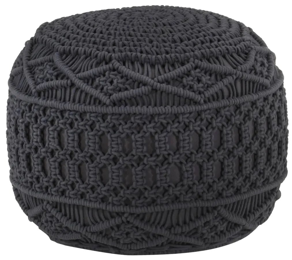 vidaXL Pufe artesanal em macramé 45x30 cm algodão antracite