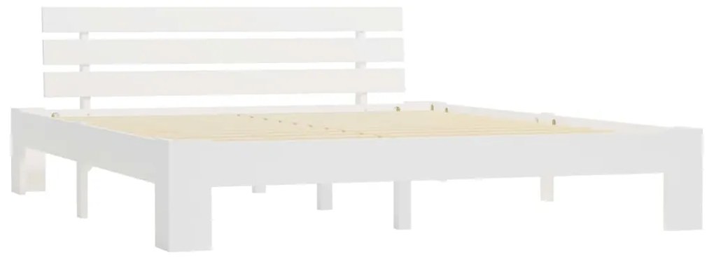 Estrutura de cama com cabeceira 160x200 cm pinho maciço branco