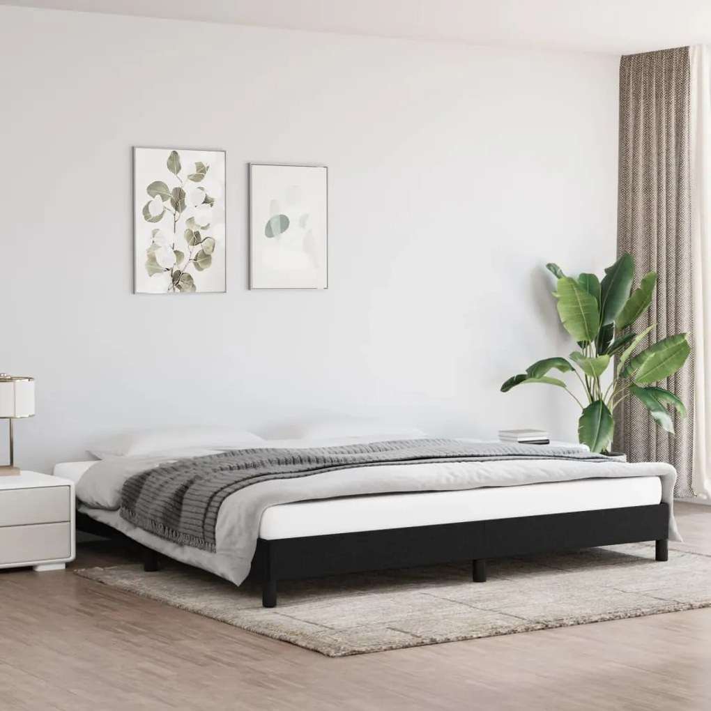 Estrutura de cama sem colchão 200x200 cm tecido preto