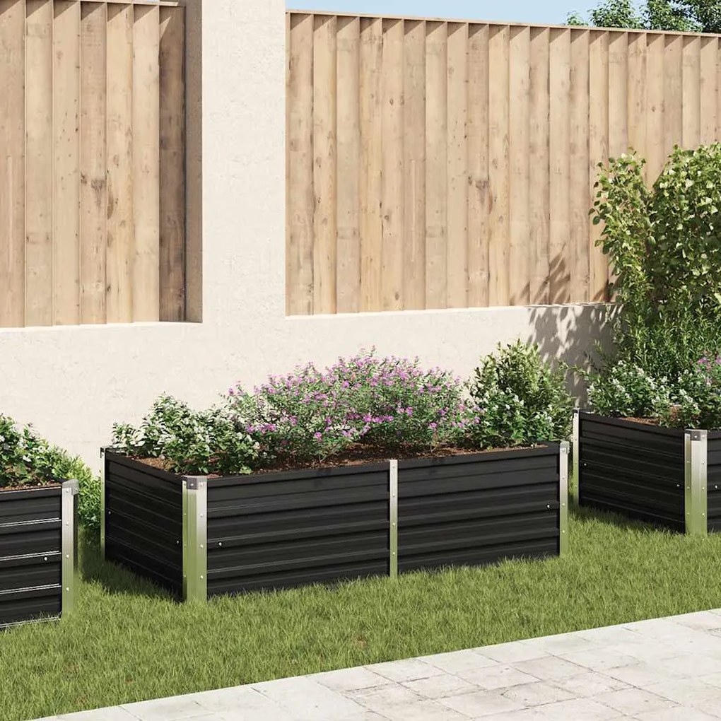 Canteiro jardim elevado 160x80x45cm aço galvanizado antracite