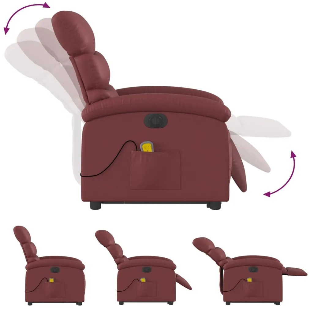 Poltrona reclin. elevatória elétrica couro artif vermelho-tinto