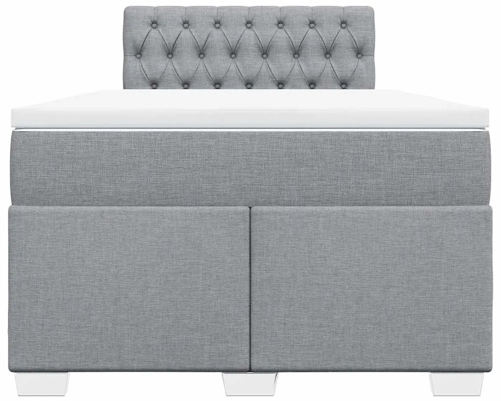 Cama boxspring com colchão 120x190 cm tecido cinzento-claro