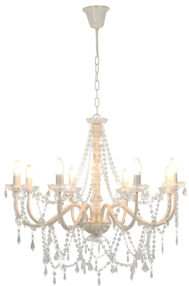 Lustre com contas lâmpadas 8 x E14 branco