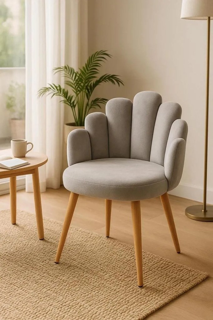 Cadeira Hand Veludo - Cinza