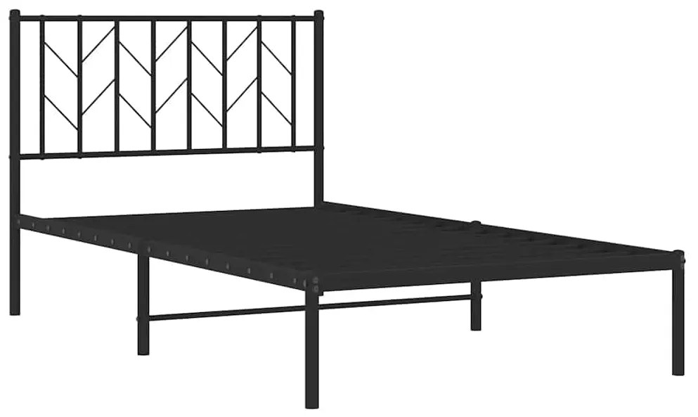 Estrutura de cama com cabeceira 100x200 cm metal preto