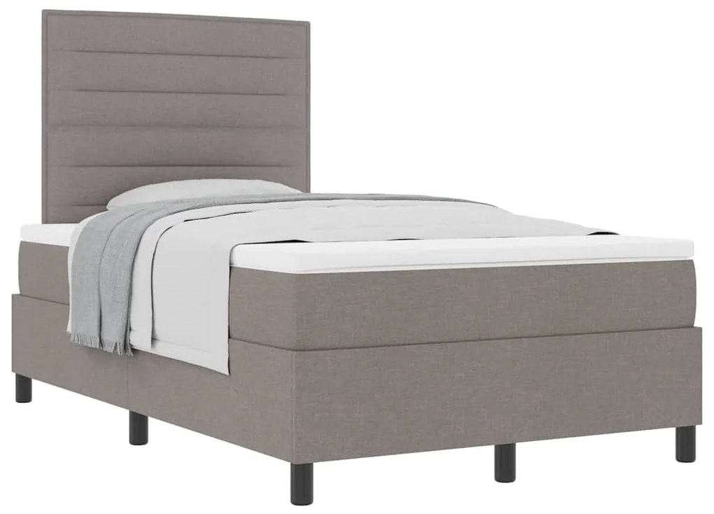 Cama Box Spring com Colchão Taupe 120x200 cm de Tecido