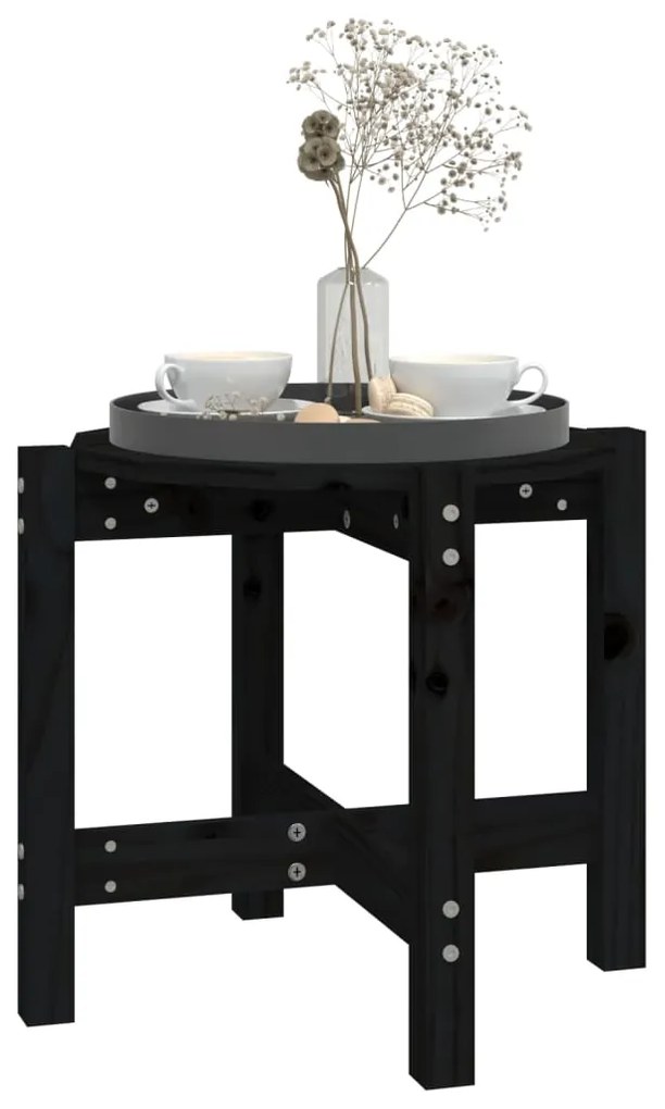 Mesa de centro Ø 52,5x45 cm madeira de pinho maciça preto