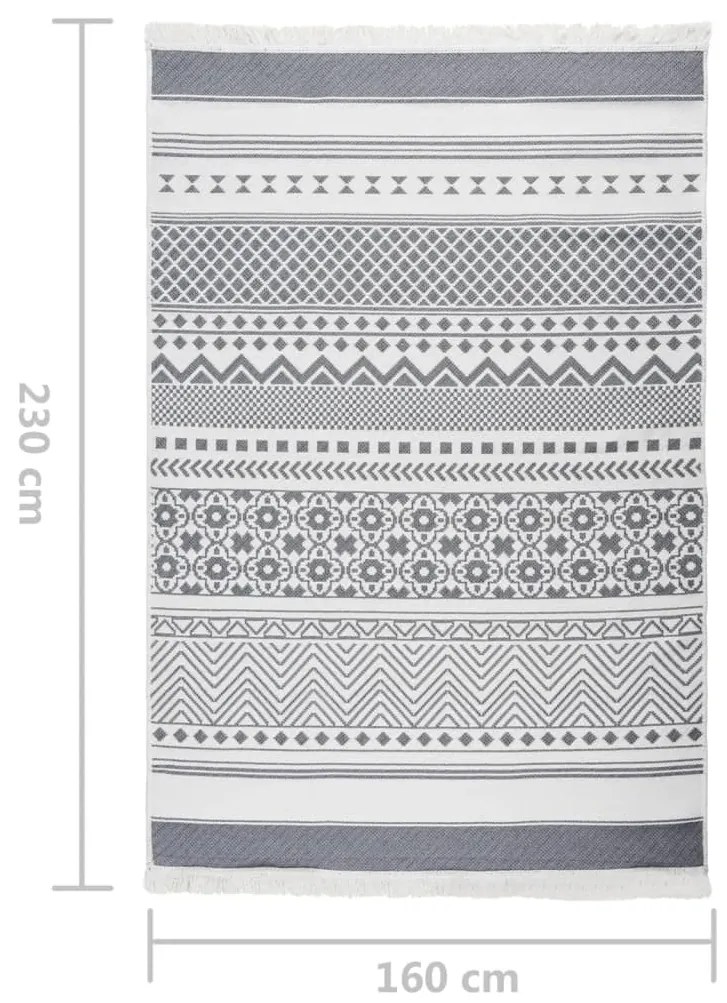 Tapete 160x230 cm algodão cinzento e branco
