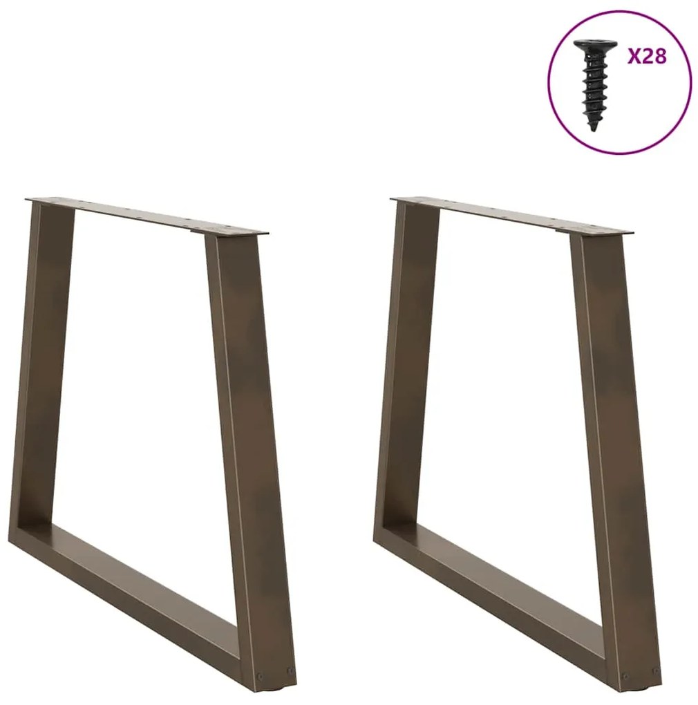 Pés para mesa de jantar em formato de V, 2 peças, aço natural, 100x(72