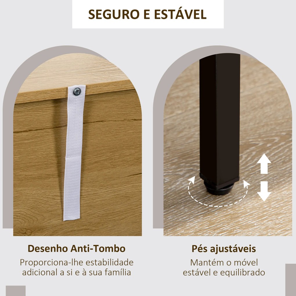 HOMCOM Conjunto de 2 Aparadores de Cozinha Aparador para Sala de Estar com Portas de Vidro e Pés de Metal para Sala de Jantar Dormitório 160x40x76cm Carvalho e Preto