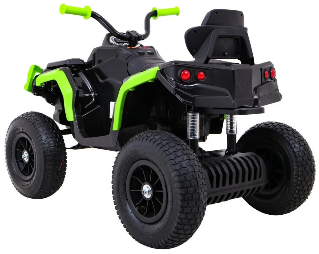 Moto 4 elétrica para crianças 12V ATV AIR, Rodas de AR, assento couro ecológico Verde/Preta