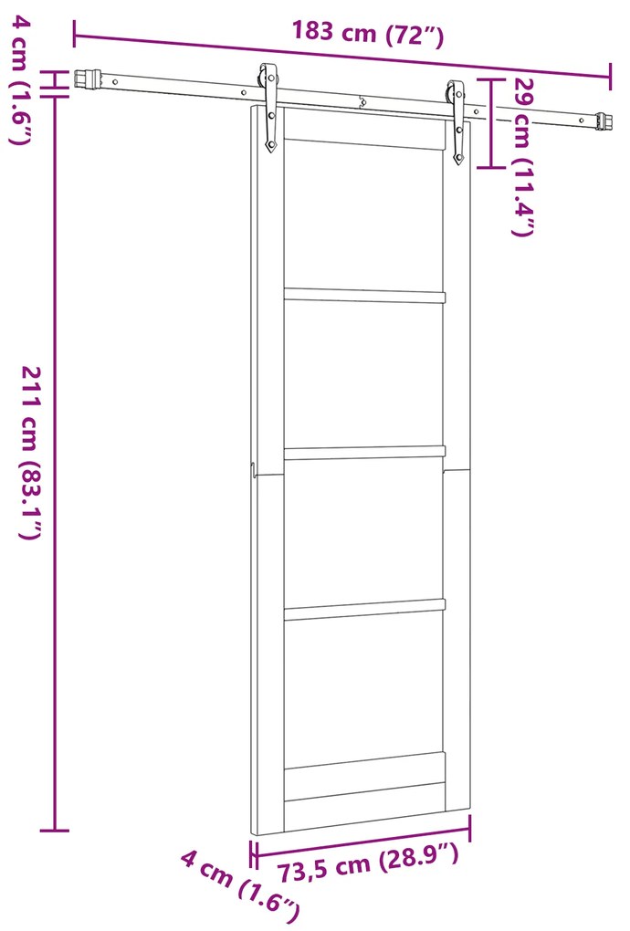 Conjunto de Porta Deslizante vidaXL com Conjunto de Ferragens Branca 7