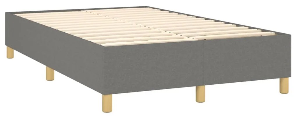 Cama box spring c/ colchão e LED 120x200 cm tecido cinza-escuro