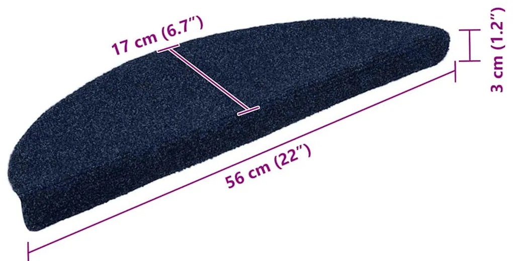 Tapetes escada autoadesivos 5 pcs 56x17x3 cm azul-marinho