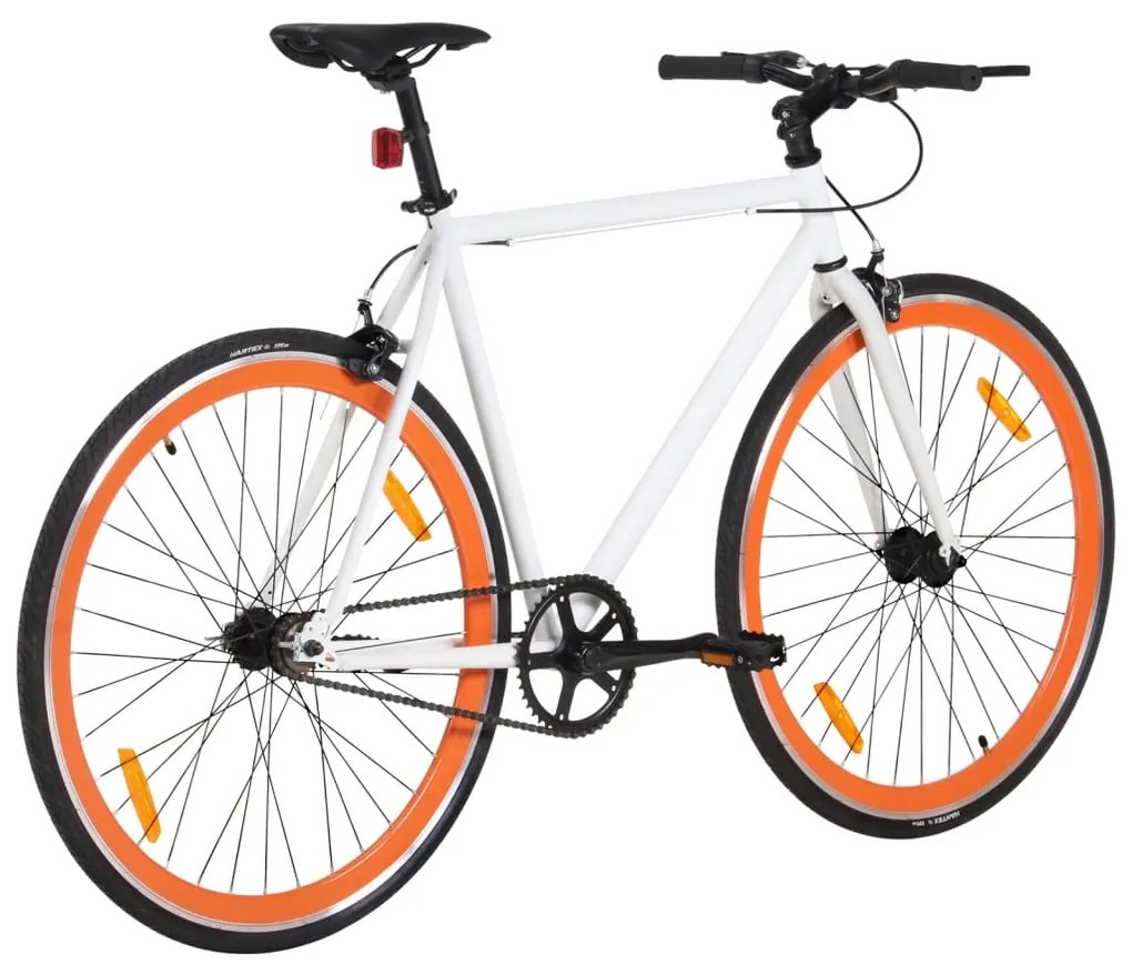 Bicicleta de mudanças fixas 700c 51 cm branco e laranja