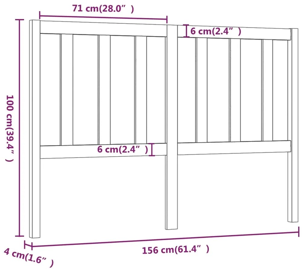 Cabeceira de cama 156x4x100 cm pinho maciço branco