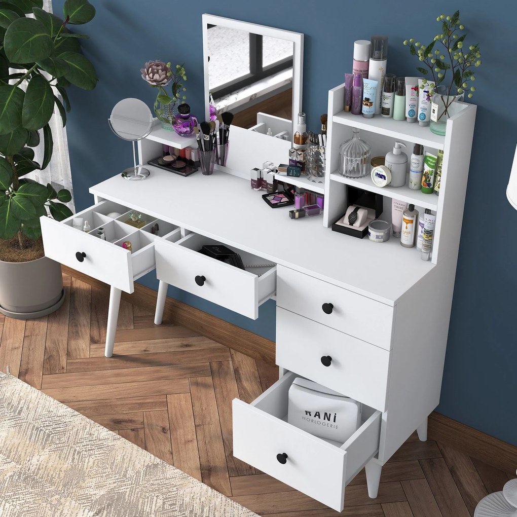 Mesa de Maquilhagem Bj101 – Branco – 125x93,8x40 cm